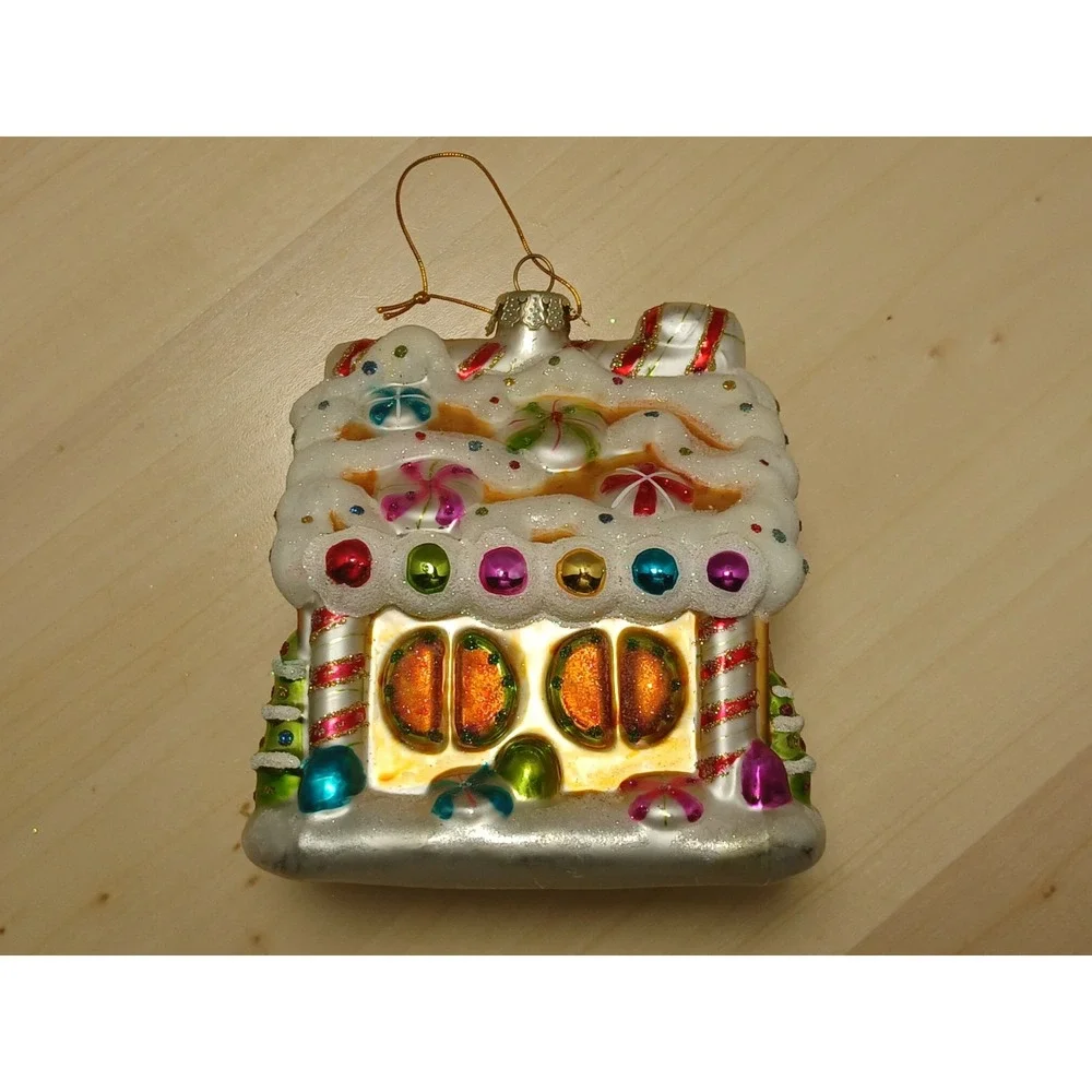 Ameri Christmas Glass Gingerbread House Christmas Ornament